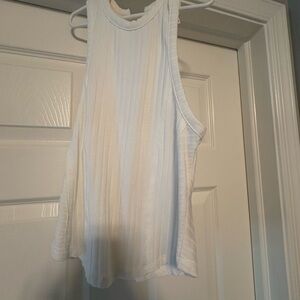 Free People White Ribbed Sleeveless Tank Top